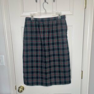 Vintage Pendleton Wool Plaid Skirt black Stewart Tartan Knee Length |‎ 12